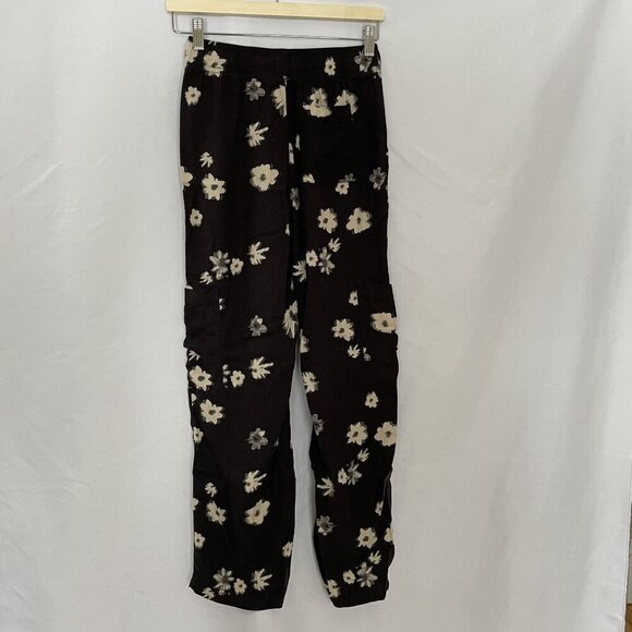 Urban Outfitters XS Black Floral Patterned Relaxed Fit Pants With Pockets - Picture 8 of 9